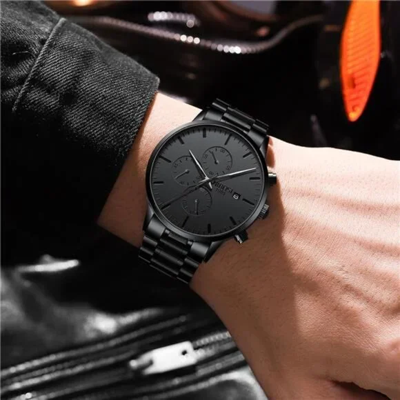 Men's Watches Analog Minimalist Black Dial Watches for Men Business